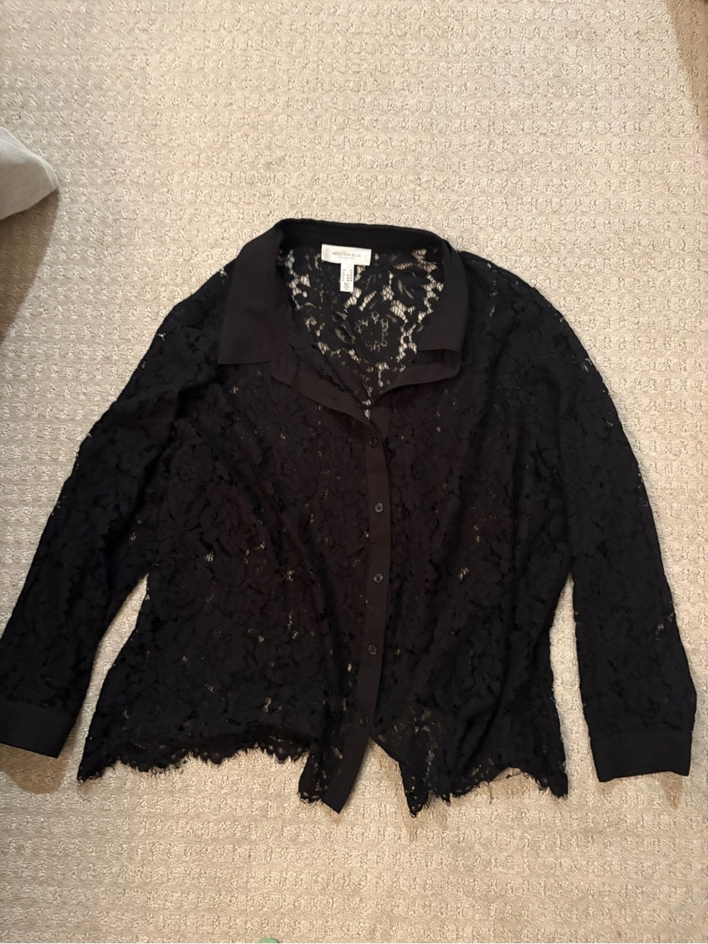Anne Klein Black Lace Button-Down Shirt